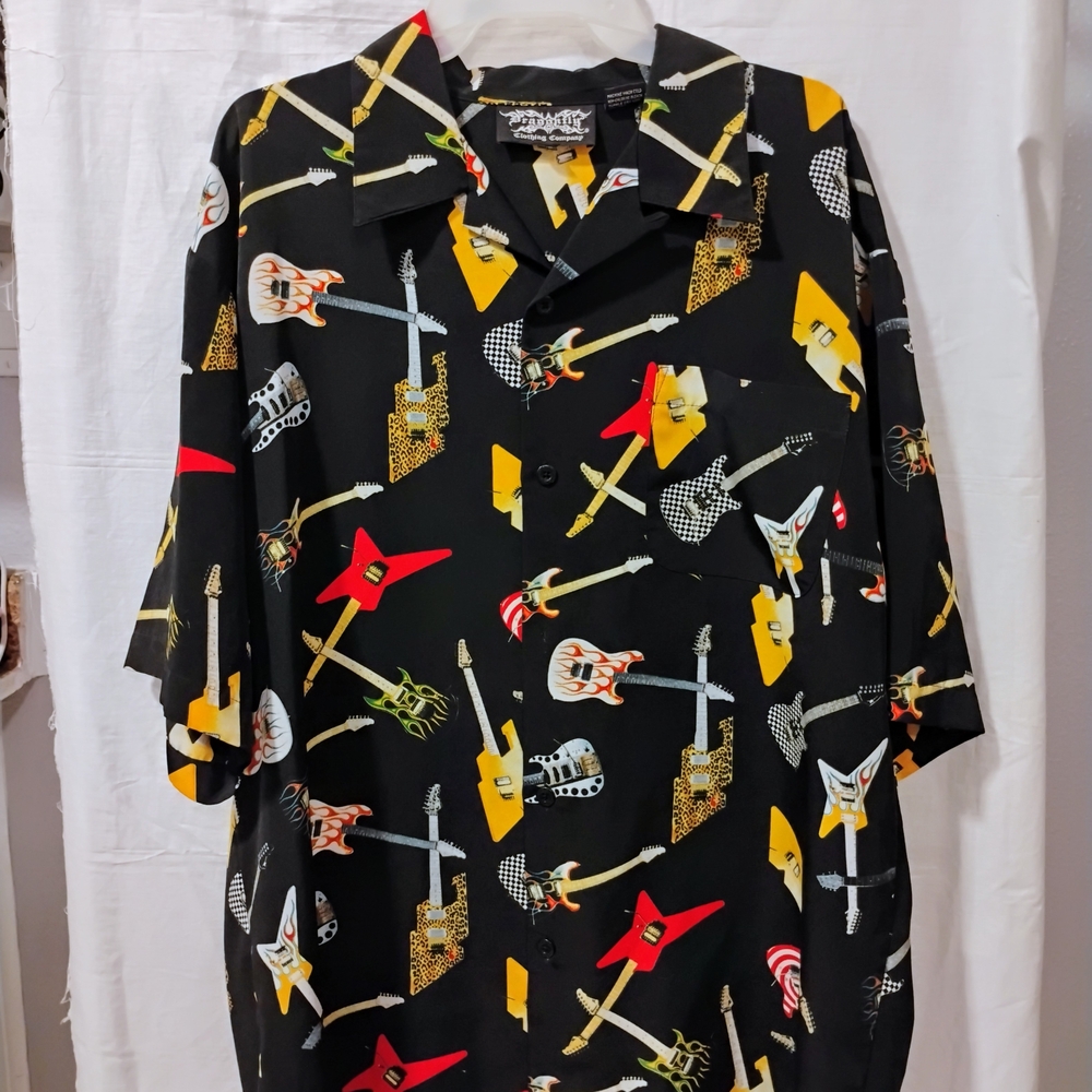 Black Graphic Button-Up Shirt